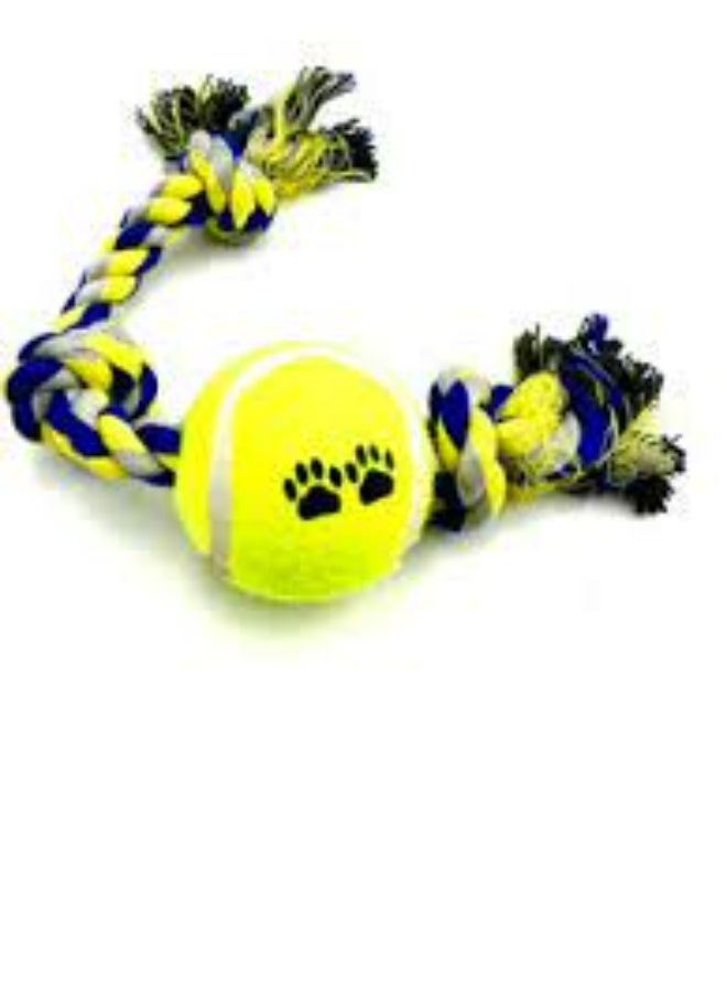 نونبيل لعبة حبل للكلاب مع كرة تنس، حبل قطني مضفر ملون، لعبة تفاعلية للحيوانات الأليفة - Image 3